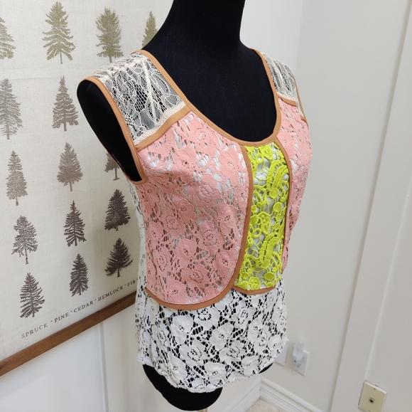 Champagne and Strawberry Lace Top - Small - Picture 3 of 11